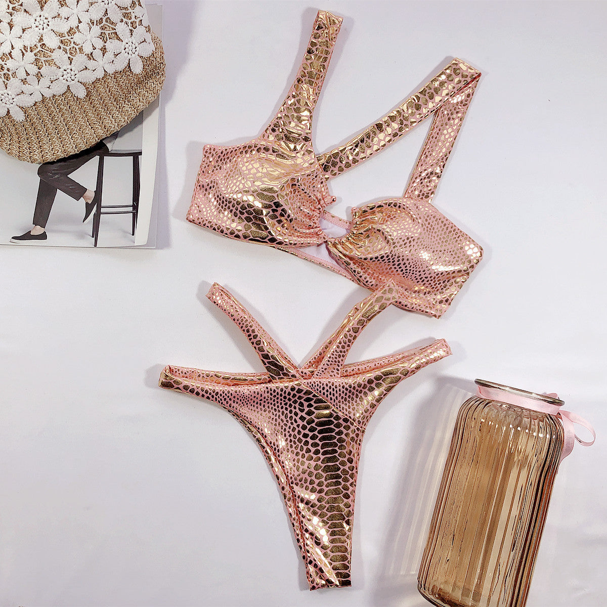Bronze fabric swimsuit