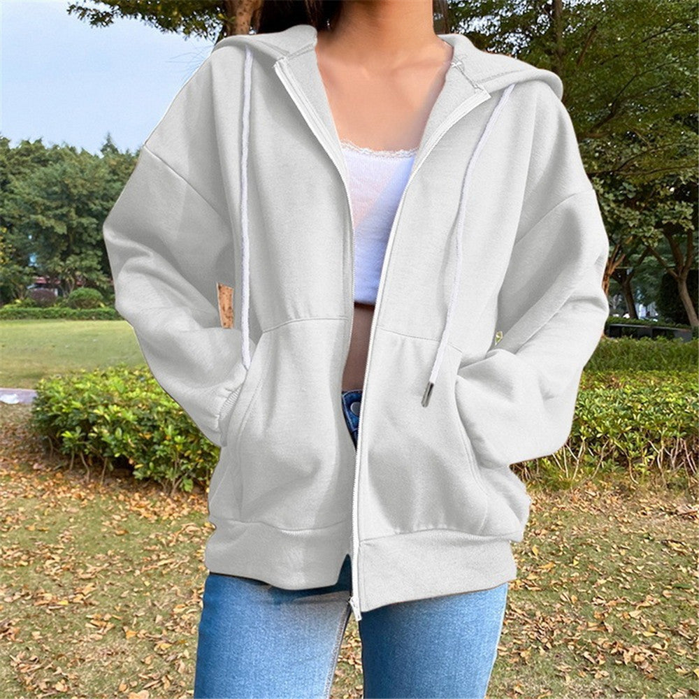 Fashion Loose Street Zip Top