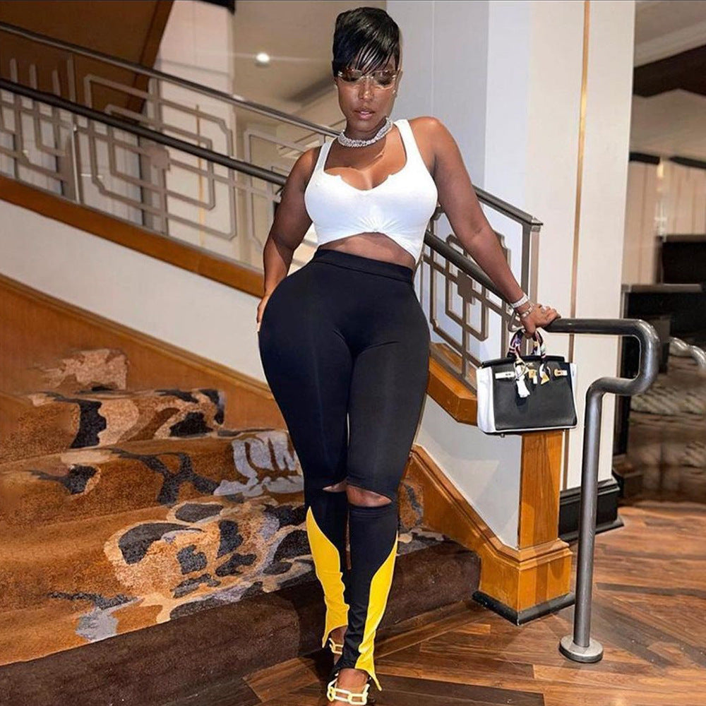 Tight Bell-bottom Pants
