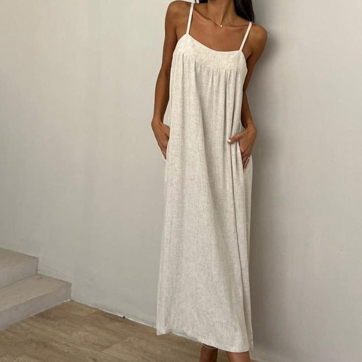 Apricot Soft Skin-friendly Sling Long Dress