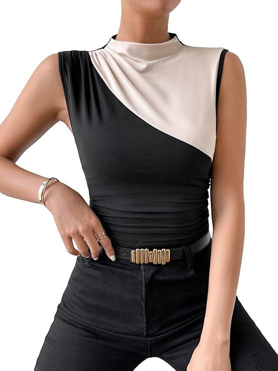 Sleeveless Slim Top Women's Half Turtleneck