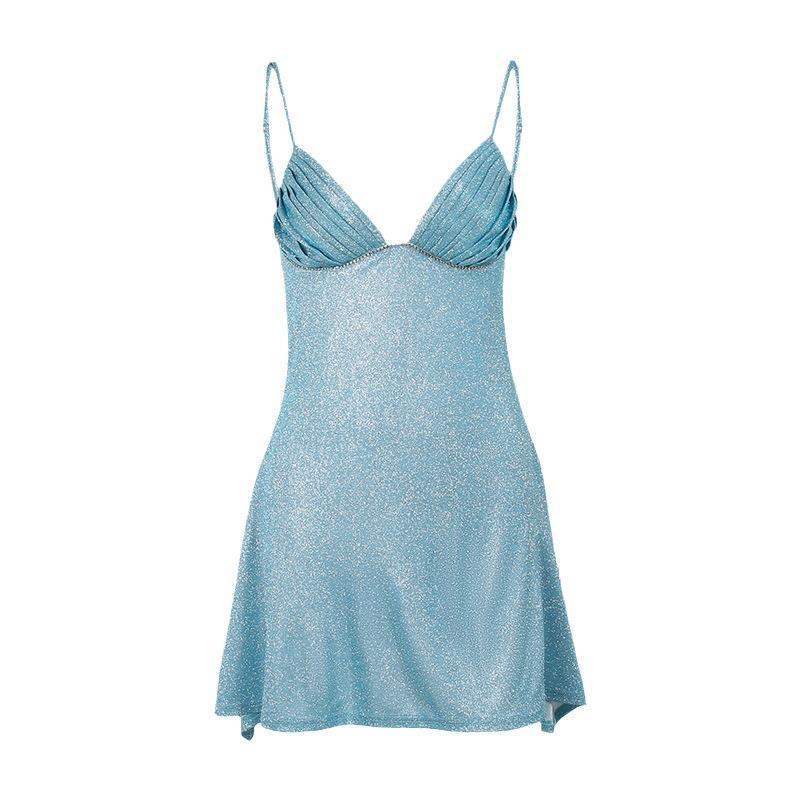 Summer New Style Elegant Sexy Hot Girl Slim Strap Flash Dress Women