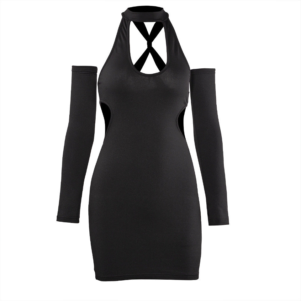 Hot Girls Hollow-out Halter Package Hip Dress
