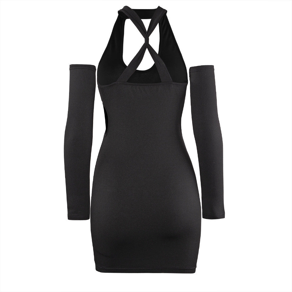 Hot Girls Hollow-out Halter Package Hip Dress