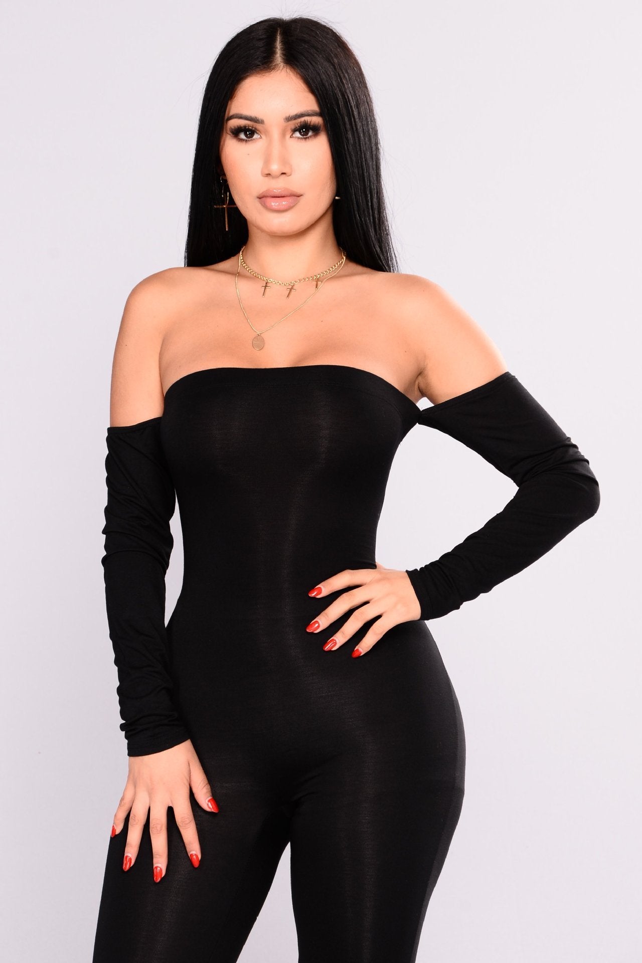 women's solid color sexy tight-fitting bodysuit