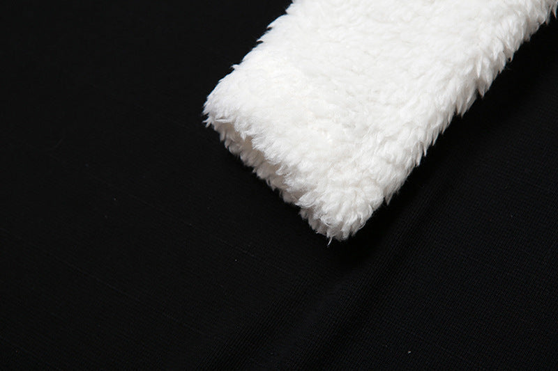 Women's Off-neck Short Furry T-shirt Women's Skirt Casual Suit