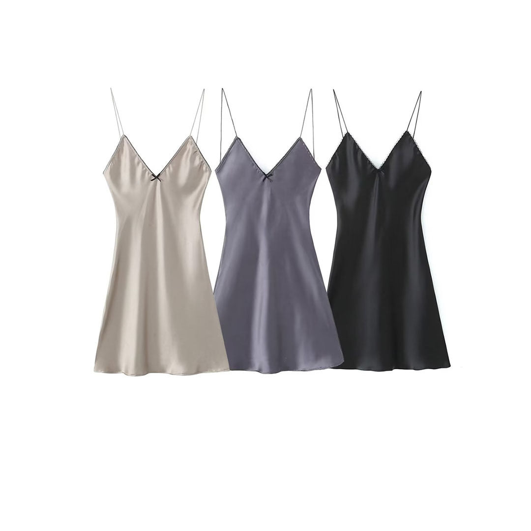 Women's Style Silk Satin Texture Dress