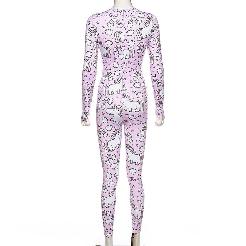 Printed hip sports fitness jumpsuit