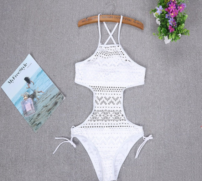 Knitted lace multi-code multi-color one-piece swimsuit