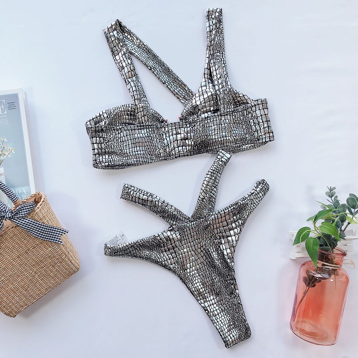 Bronze fabric swimsuit