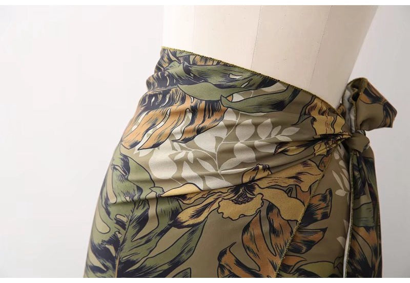 Holiday Style Full-piece Wrap Side Lace-up Skirt