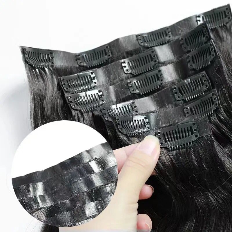 Seamless Clip in Hair Extensions 100g Silicone Weft Silky Straight