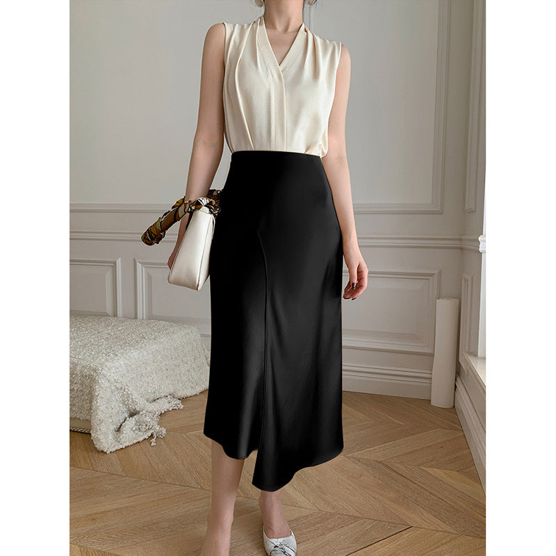 Women's Skirt With Irregular High Waist Was Thin