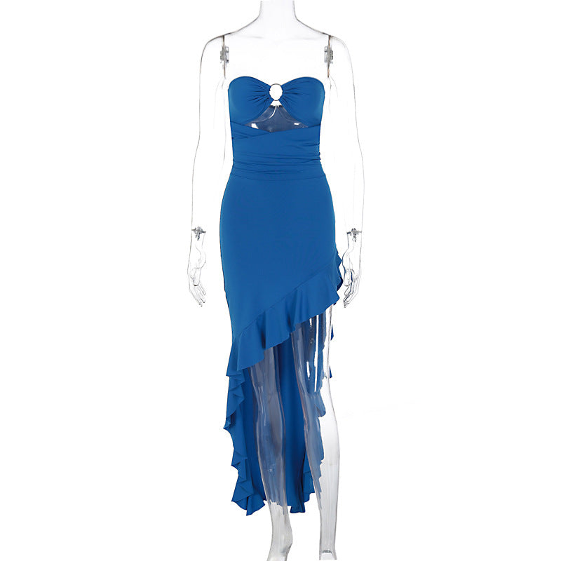 Sexy Tube Top Irregular Slit Dress