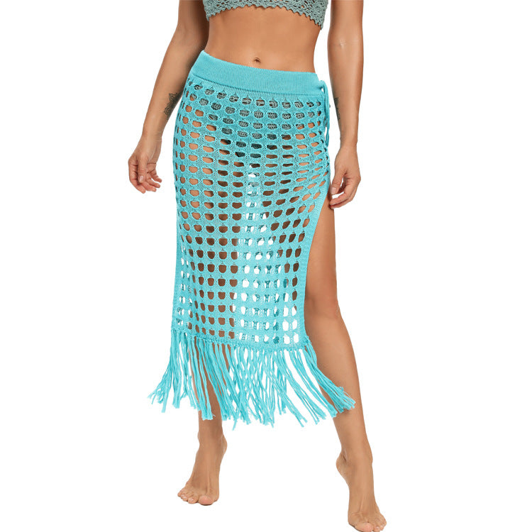 Ladies Fashion Slit Fringe Beach Skirt