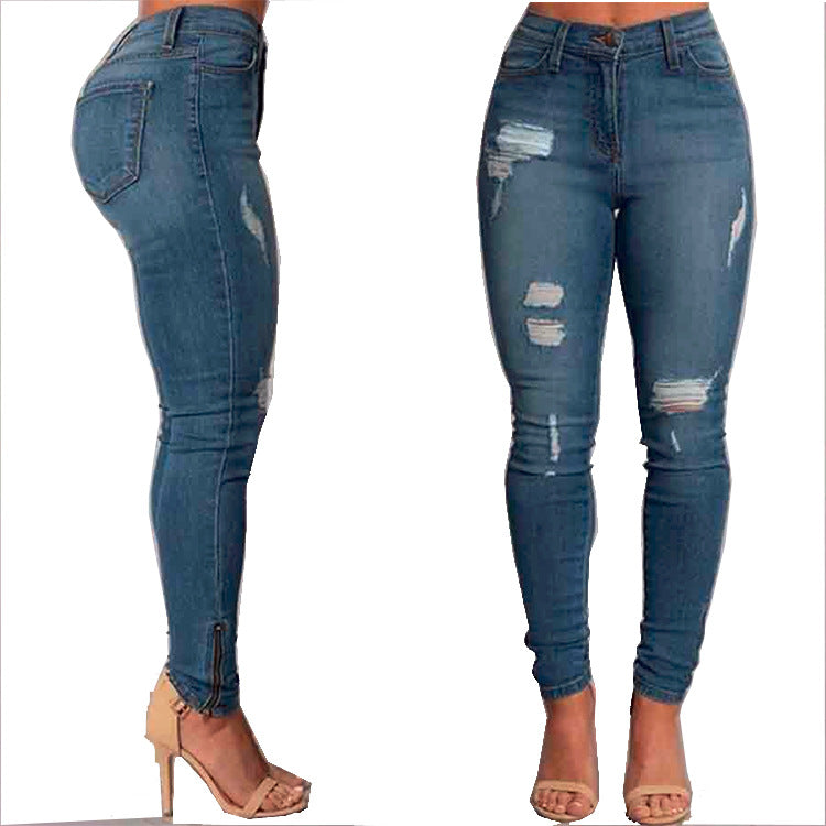 Women's Jeans Ankle Banded Slim Fit Hip Raise Jeans Women's