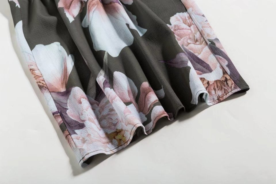 High Waist Loose Printed Casual Wide Leg