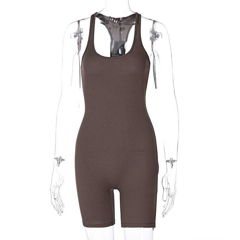 Pure Color High Waist Skinny Sports Yoga Overalls