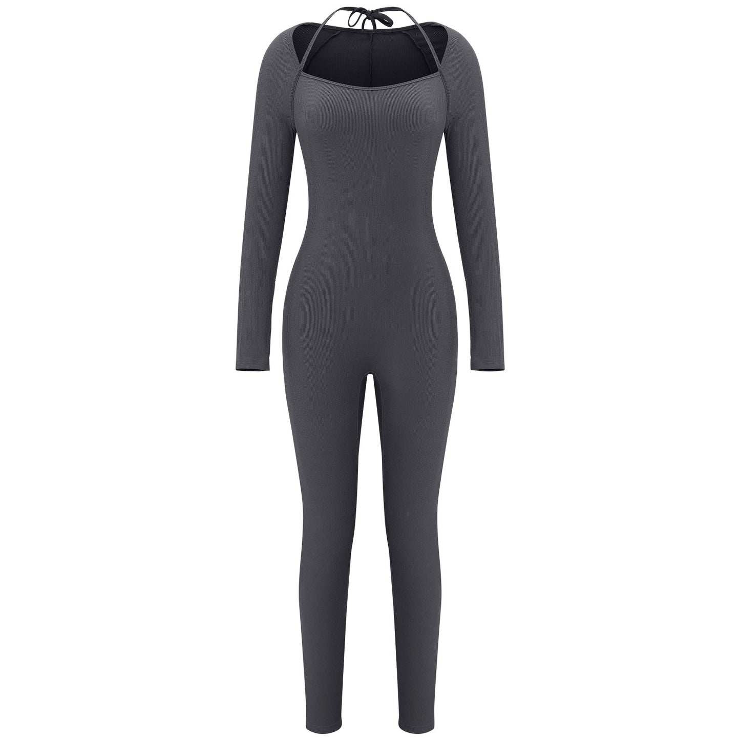 Women's All-match Round Neck Jumpsuit With Lanyard