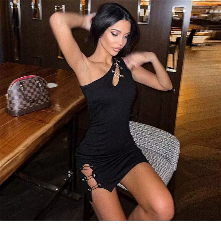 Women's Fashionable Crossbody Sexy Cutout Slim-fit Sheath Dress