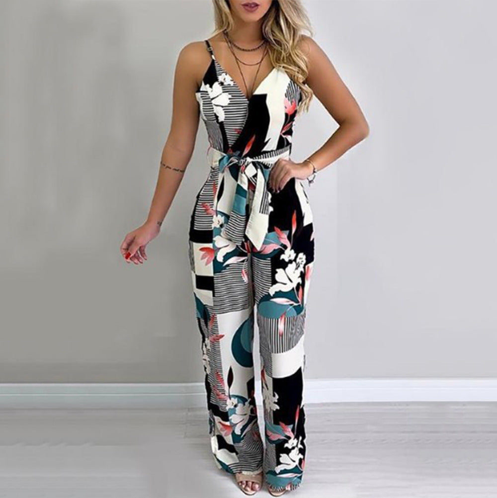 Women's Backless Deep V-Neck Sling Jumpsuit