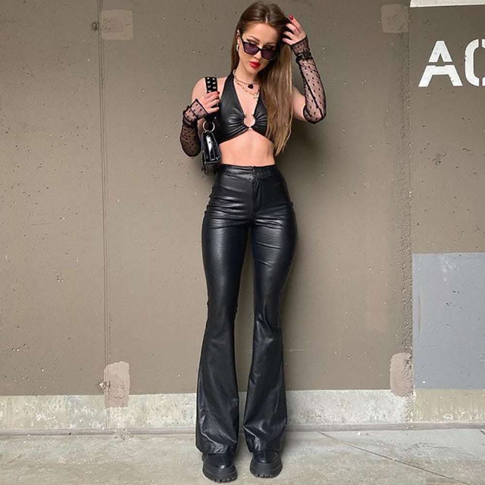 Leather High Waist Stretch Pants