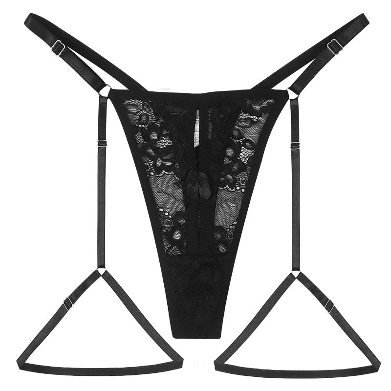 T-back Lace Up Lace Pattern Breathable Underwear