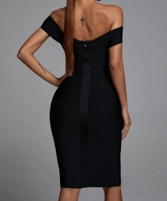 Black Slim Fit Bandage Dress Fashion