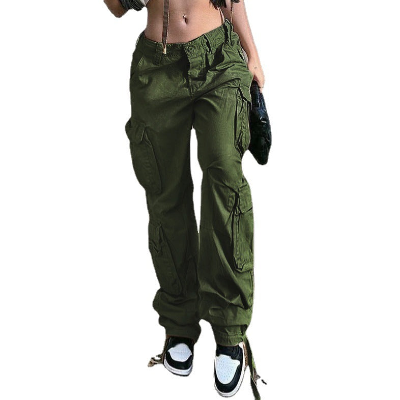 Autumn And Winter Foreign Trade Women's Street Hip Hop Style Low Waist Tooling Denim Pants Casual Pants