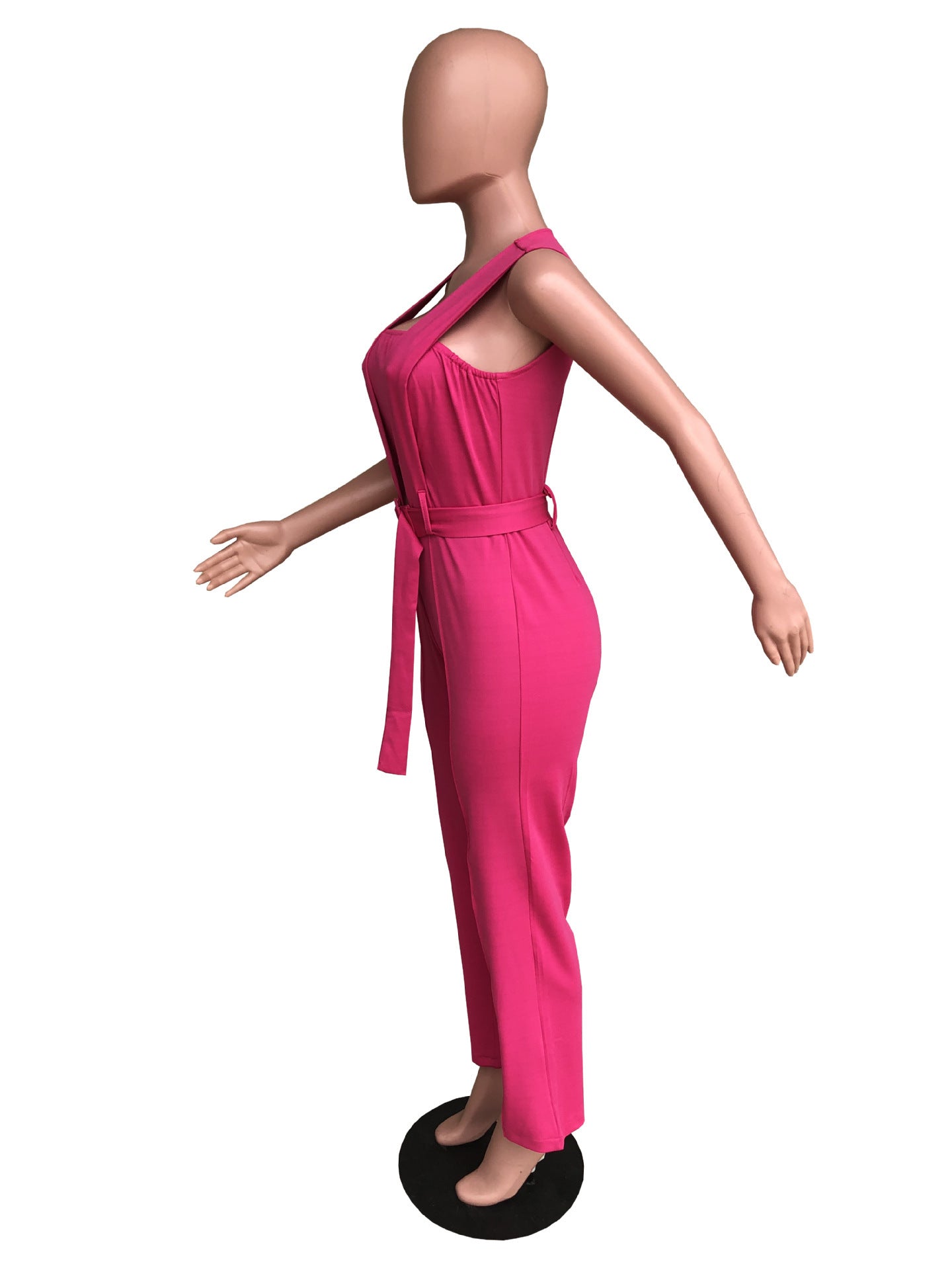 Fashion casual jumpsuit with belt