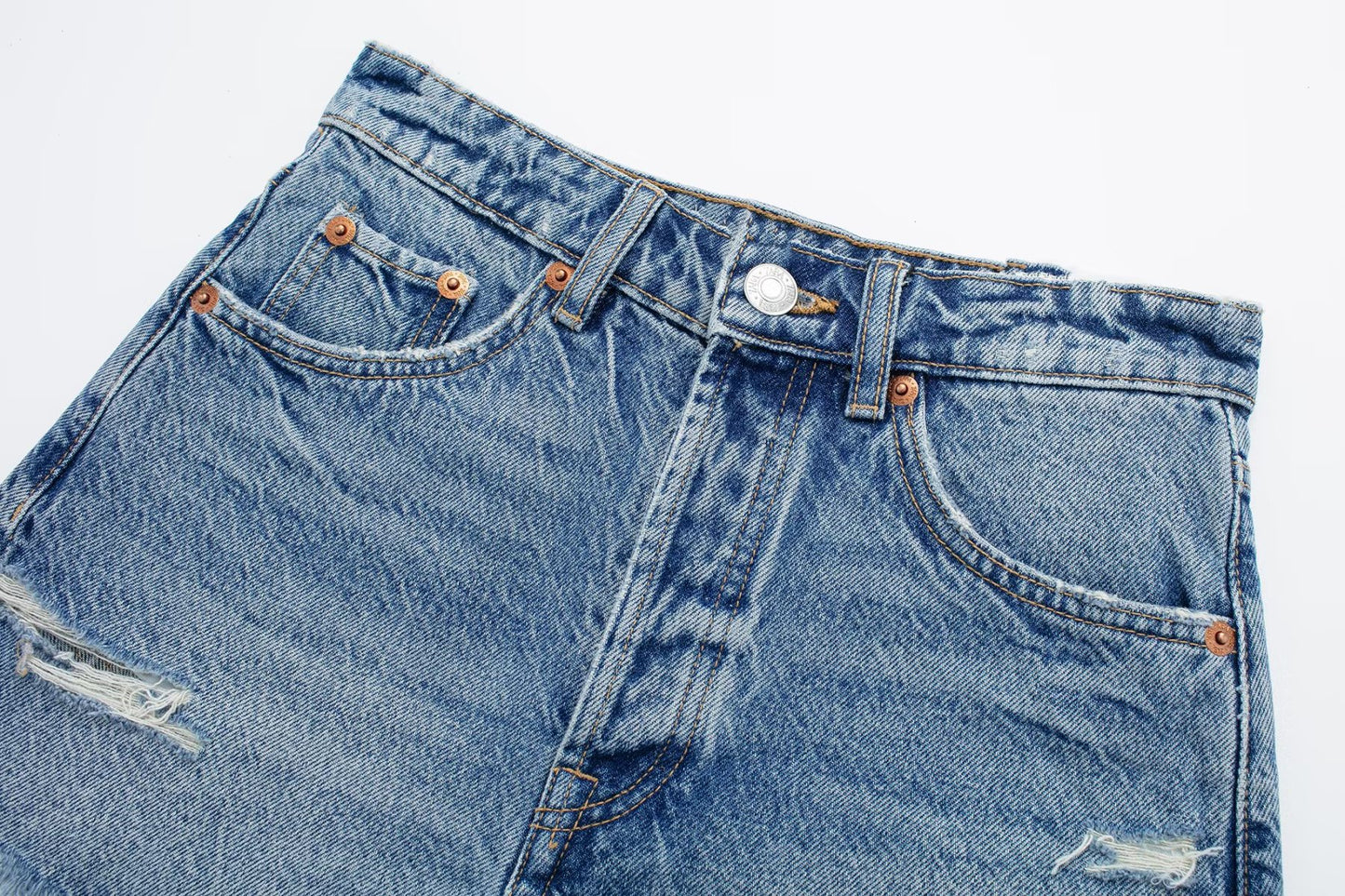 Women's American Retro Fashion Slimming High Waist Denim Shorts
