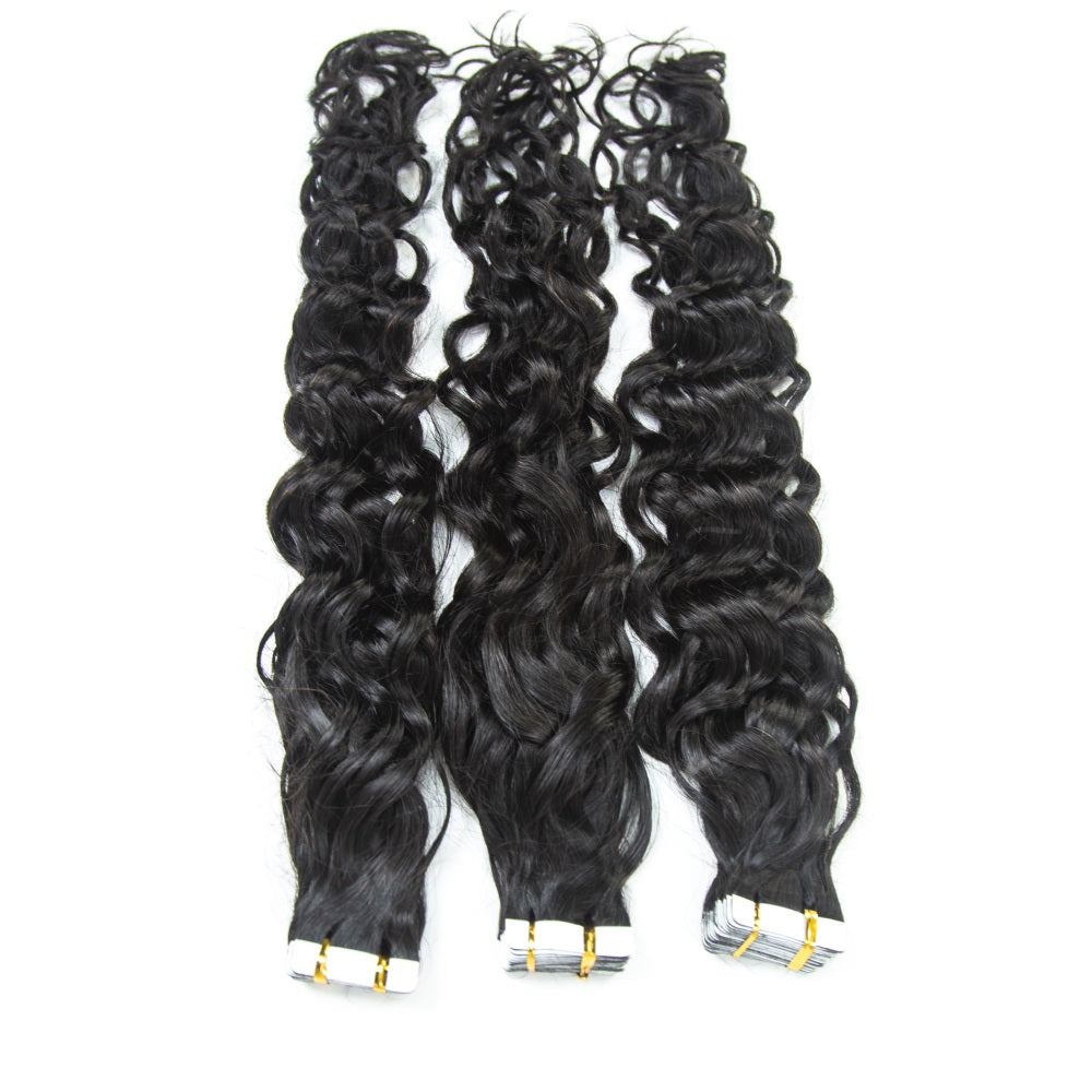 Indian Water Wave Tape In Hair Extensions 100% Human Hair