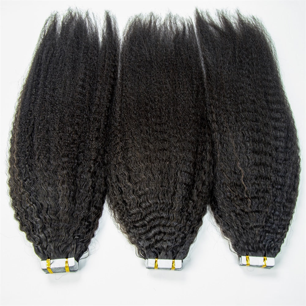 Virgin hair Kinky Straight Hair Extension Tape Ins