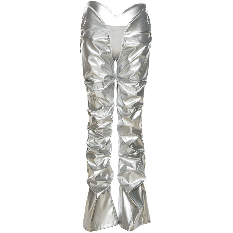 Faux Leather Sexy Low-rise Straight Leg Pants