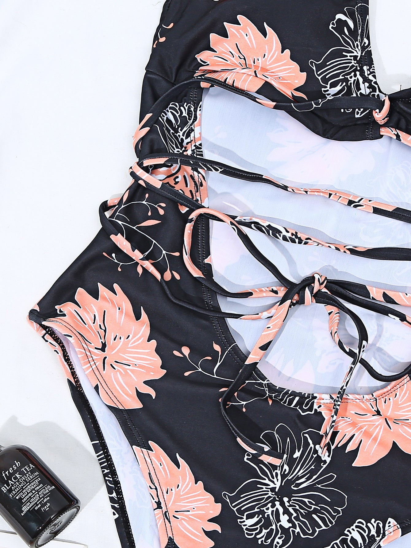 Sexy Strappy Big Flower Print One-piece Swimsuit