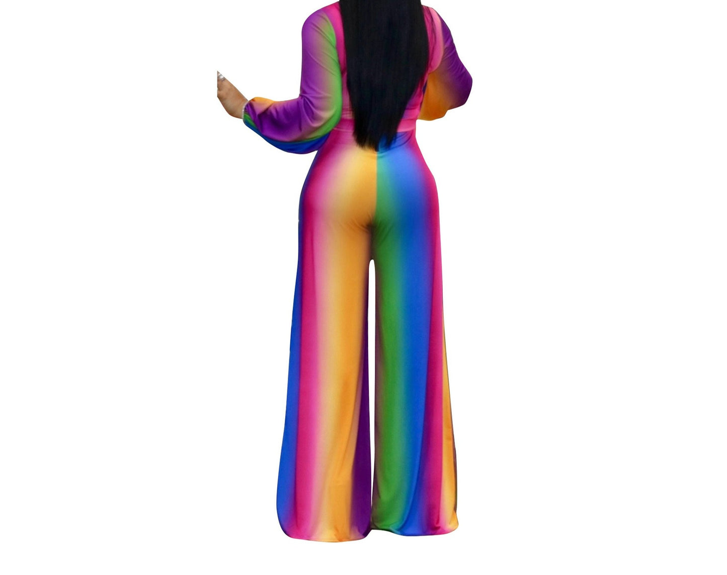 Deep V wide-leg bootcut casual jumpsuit