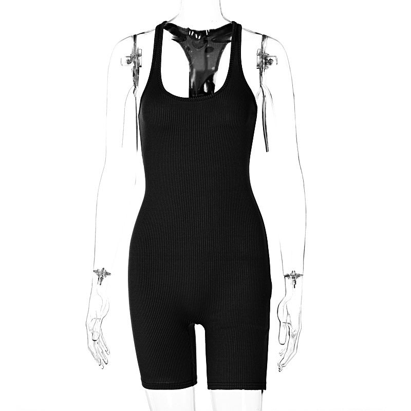 Pure Color High Waist Skinny Sports Yoga Overalls