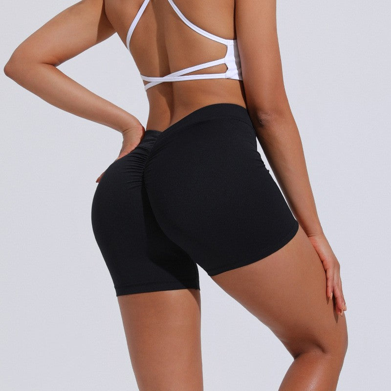 High Waist Hip Lift Back V Yoga Shorts
