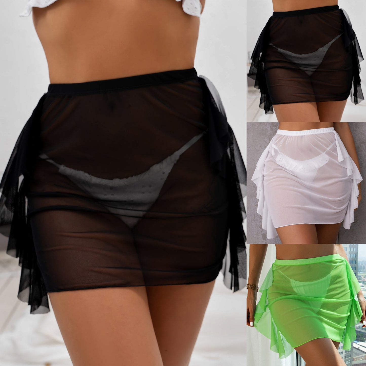 Mesh Swimsuit Blouse Perspective Skirt