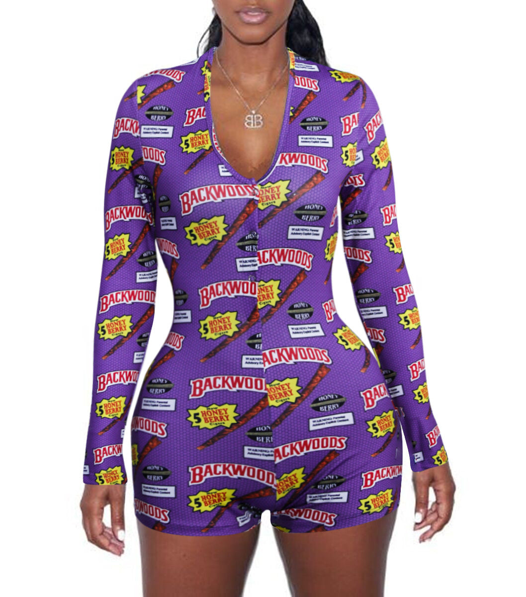 Women's printed long sleeve jumpsuit