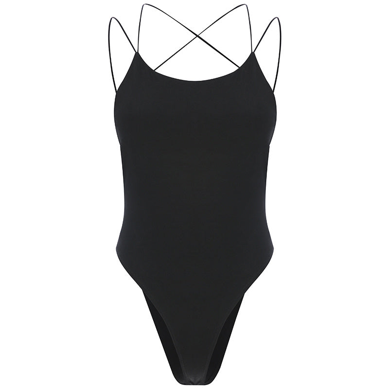 Open-back cross-strap one-piece camisole