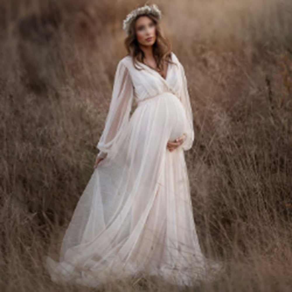 Style Pregnant Women Fashion Deep V Large Swing Dress