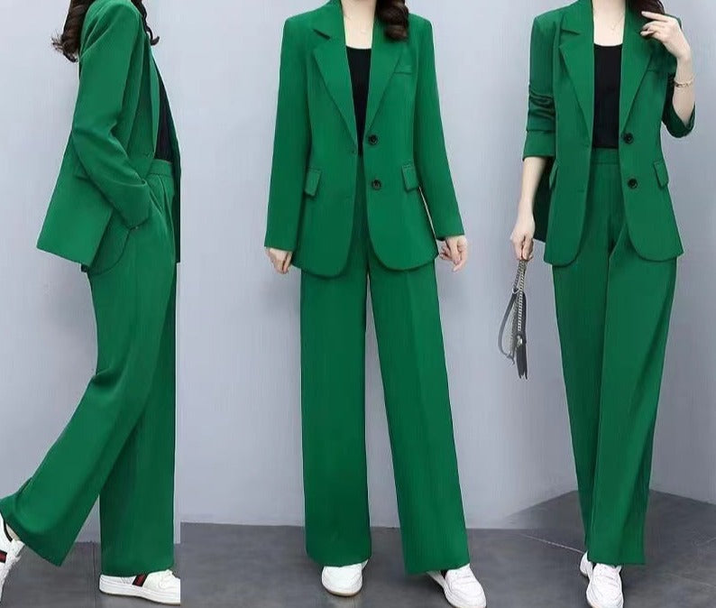 Business Suit Wide Leg Pants Two-piece Suit For Women