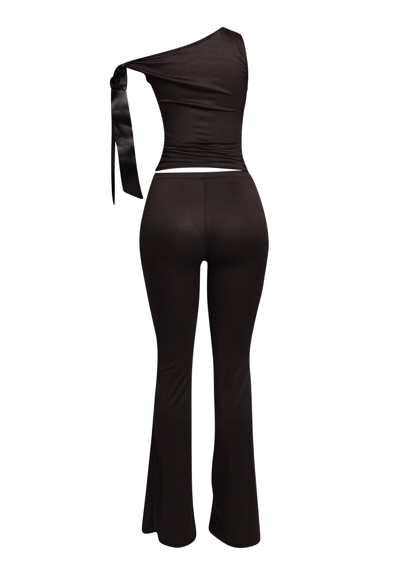 One shoulder tied detailed pants set