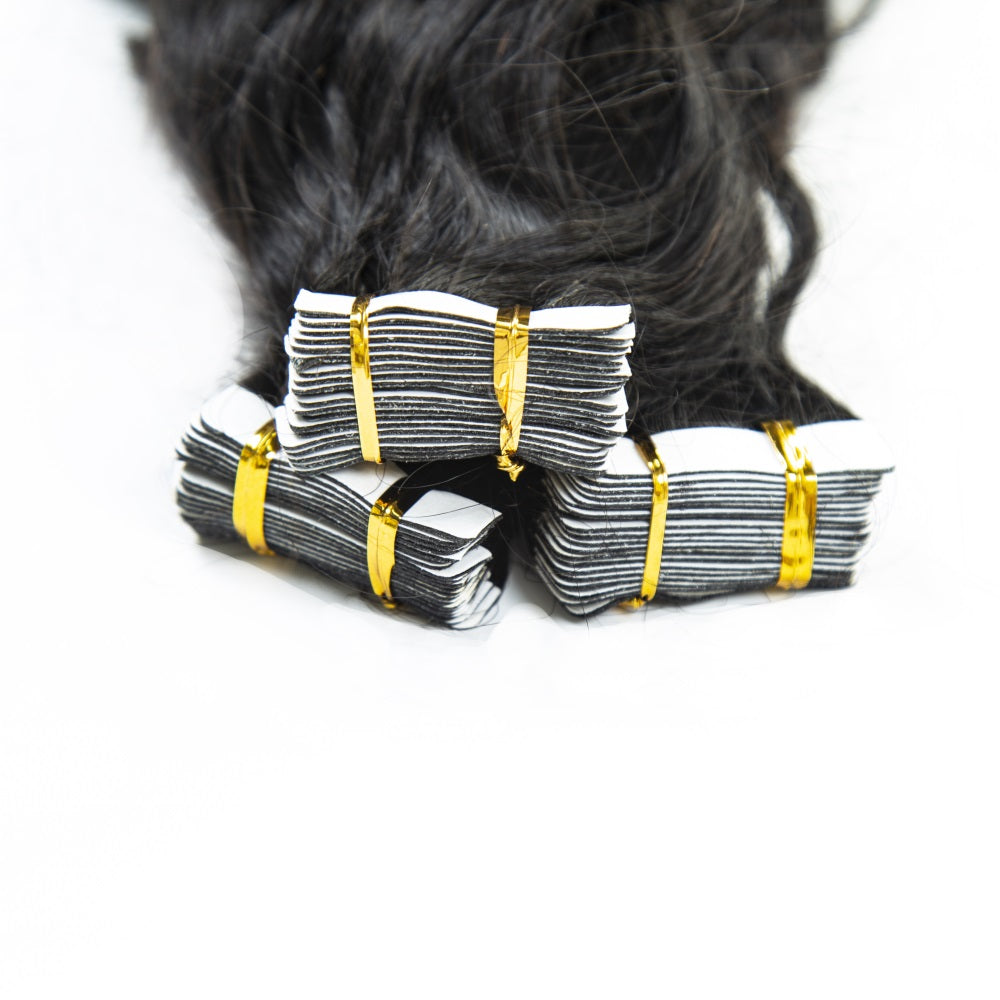 Indian Water Wave Tape In Hair Extensions 100% Human Hair