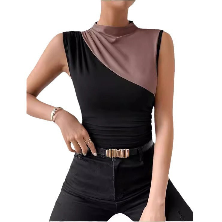 Sleeveless Slim Top Women's Half Turtleneck
