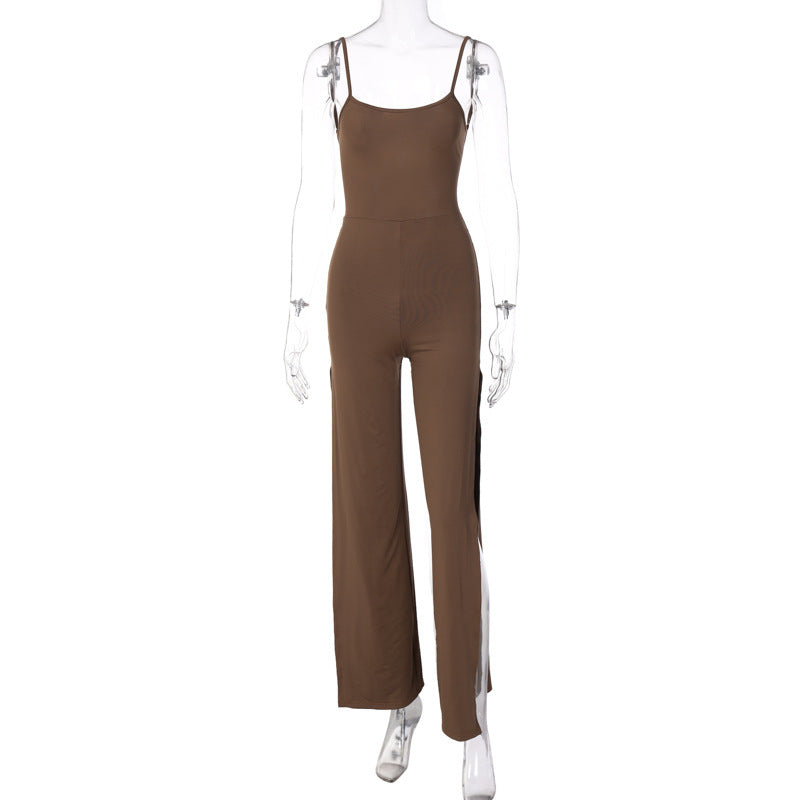 Women's Fashion Solid Color Suspender Jumpsuit