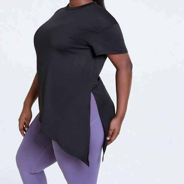 Activewear Workout Tops Women Side Split Back Yoga Shirt