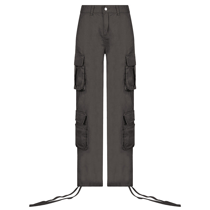Autumn And Winter Foreign Trade Women's Street Hip Hop Style Low Waist Tooling Denim Pants Casual Pants
