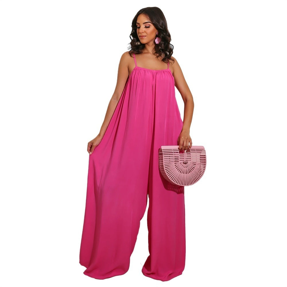 Solid Color Casual Sling Women's Jumpsuit